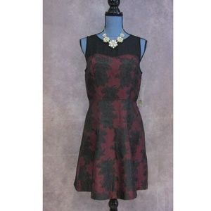 NEW Kensie Burgundy & Black Mesh Lace Dress M